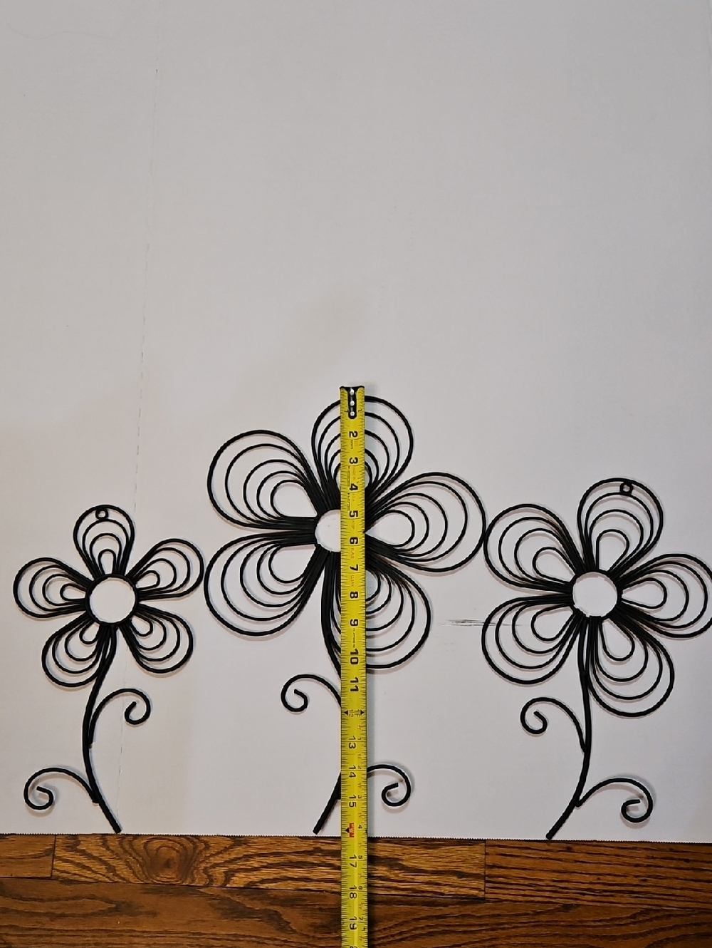 3 Piece Black Floral Metal Wall Decor - Decorative Flower Wall Art - Picture 5 of 8